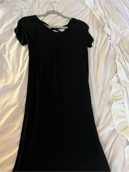 shiein Dresses & Skirts - Black Midi Dress with Crisscross Back - Women
